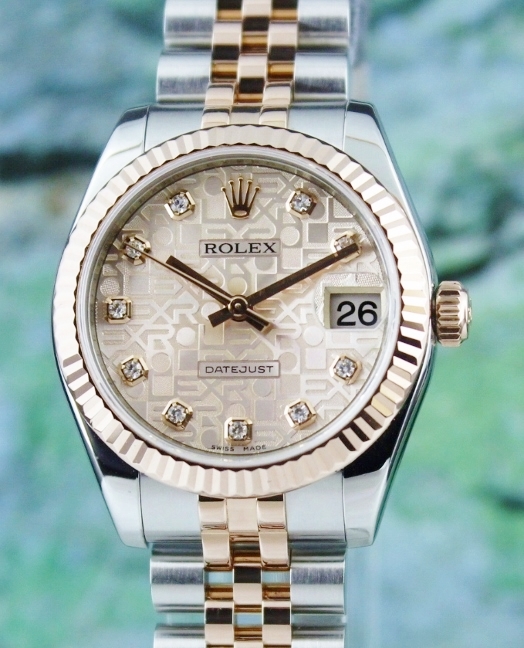 (image for) A ROLEX MID SIZE 18K ROSE GOLD OYSTER PERPETUAL DATEJUST / 178271